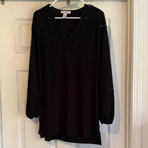 White House Black Market Black V-Neck Blouse Size S